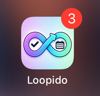 Loopido app icon with a badge counting open tasks